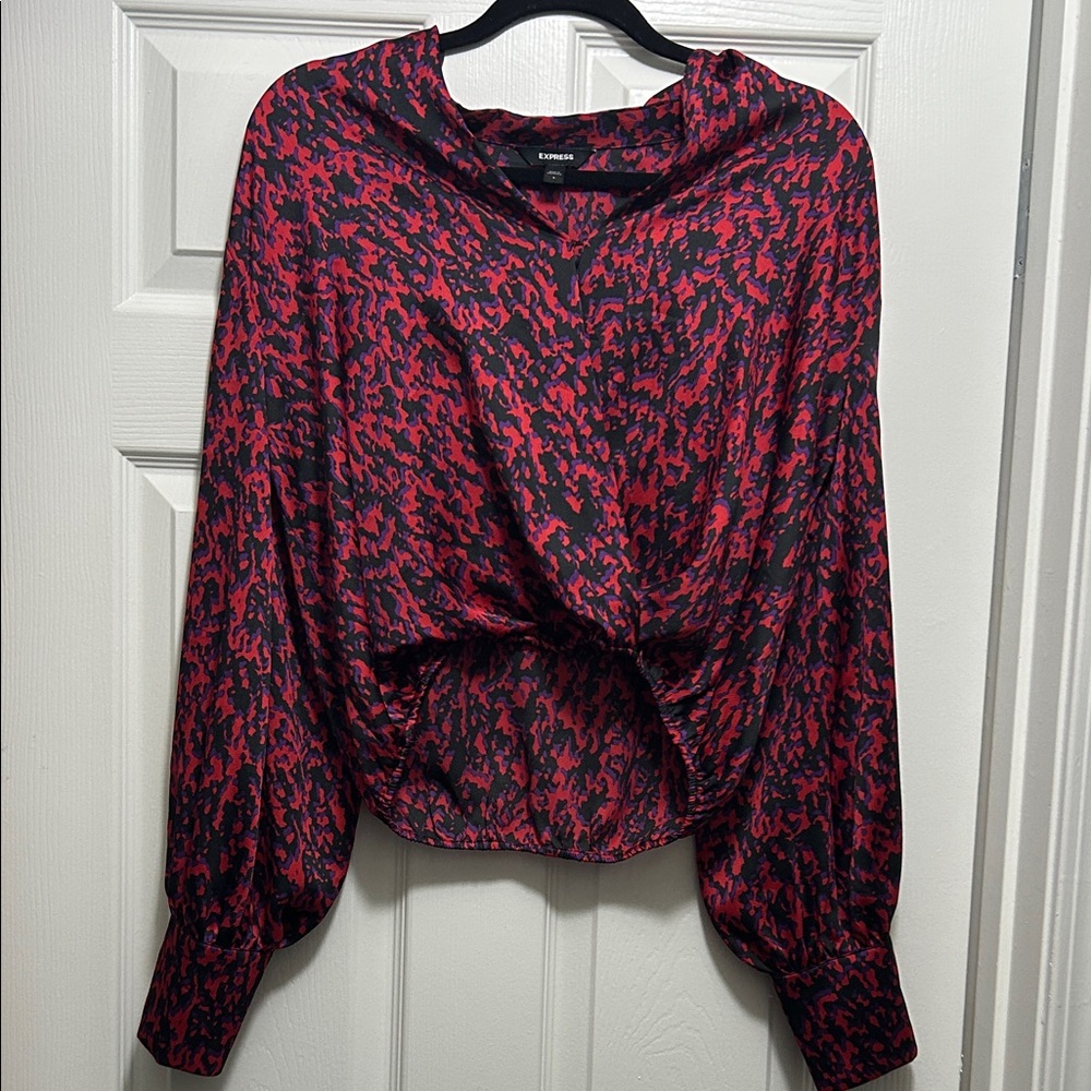 Express Red and Black Patterned Hoodie